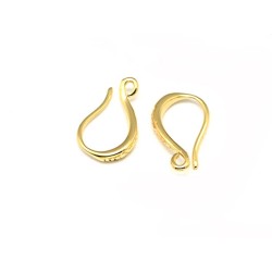 Crochet d'oreilles 15mm travaillé-laiton doré 18k