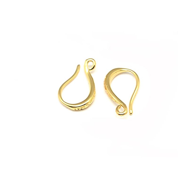 Crochet d'oreilles 15mm travaillé-laiton doré 18k