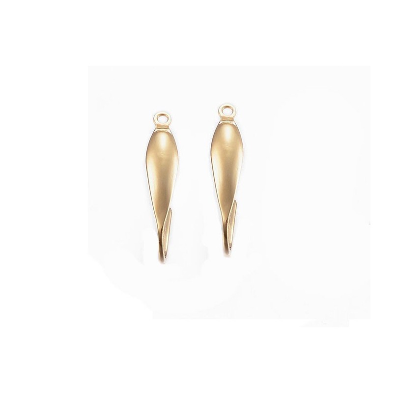 Crochet d'oreilles 20mm acier inox 316-décor goutte-Doré X2