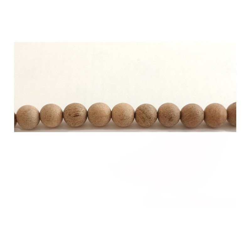 Perles en bois de camphrier 8mm beige X 10