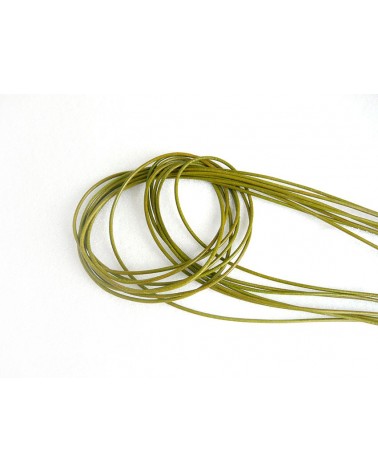 Cordon cuir de chevreau Vert olive/kaki 1.3 - 1.5mm x 105cm x1