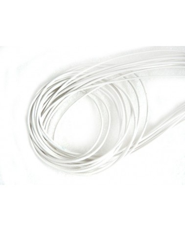 Cordon cuir de chevreau Blanc 1.3 - 1.5mm x 105cm x1
