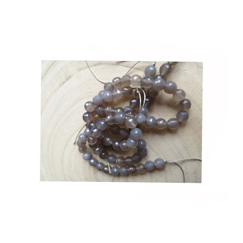 Agate facettées 8mm Gris  X 10