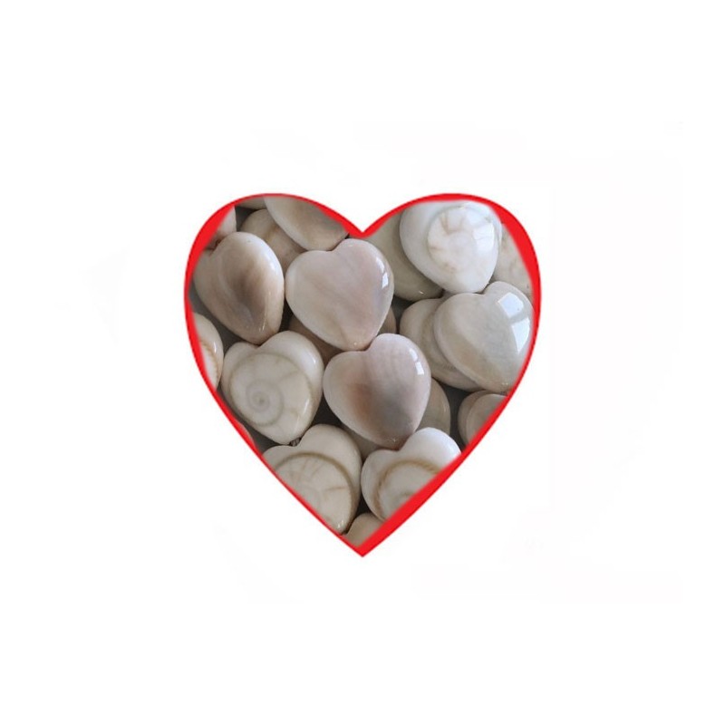 Coeur oeil de sainte lucie 10mm blanc bombé x1