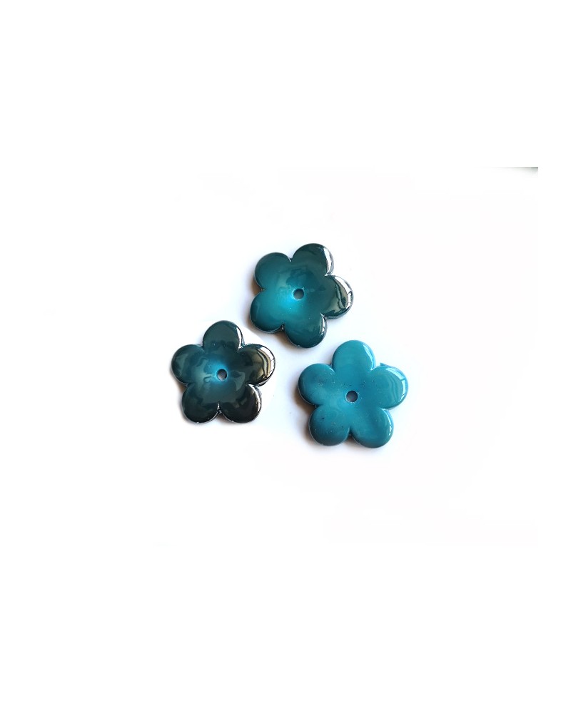 Pendentif Fleur acrylique 26x4mm-Bleu