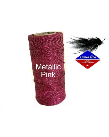 Fil ciré pour micro macramé 1,2MM Linhasita pink metallisé