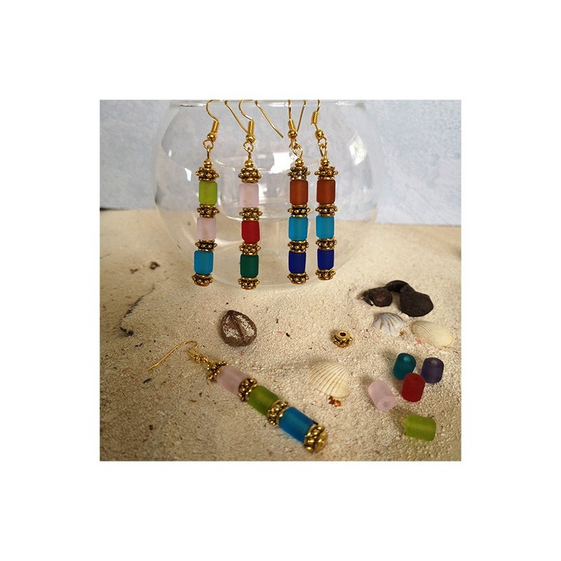 10 perles dépolies en verre de  Murano 7x6 mm mix