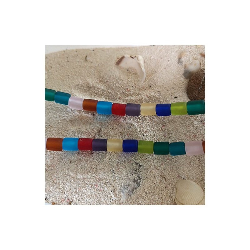 10 perles dépolies en verre de  Murano 7x6 mm mix