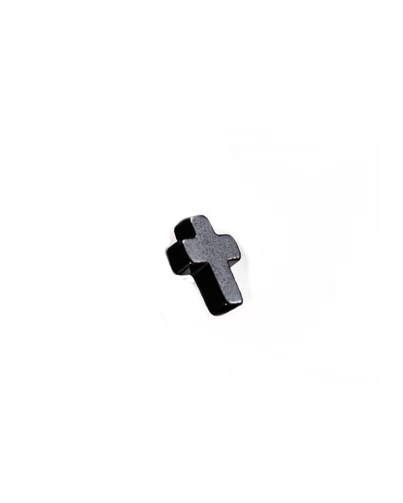 Perle croix en hématite 8x6mm noir