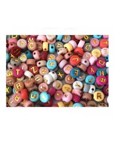 Perles rondes lettres alphabet 7mm-couleurs-Doré x160