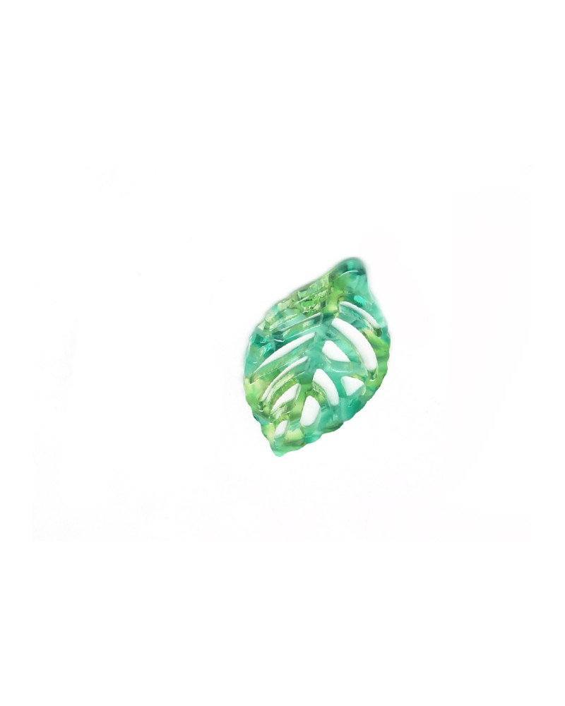 Pendentif feuille 38x22mm en acétate vert