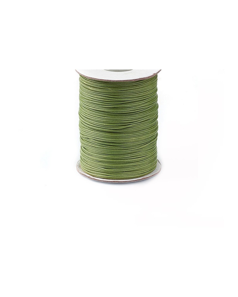 Cordon ciré tressé vert olive 1mm X 3 Mètres