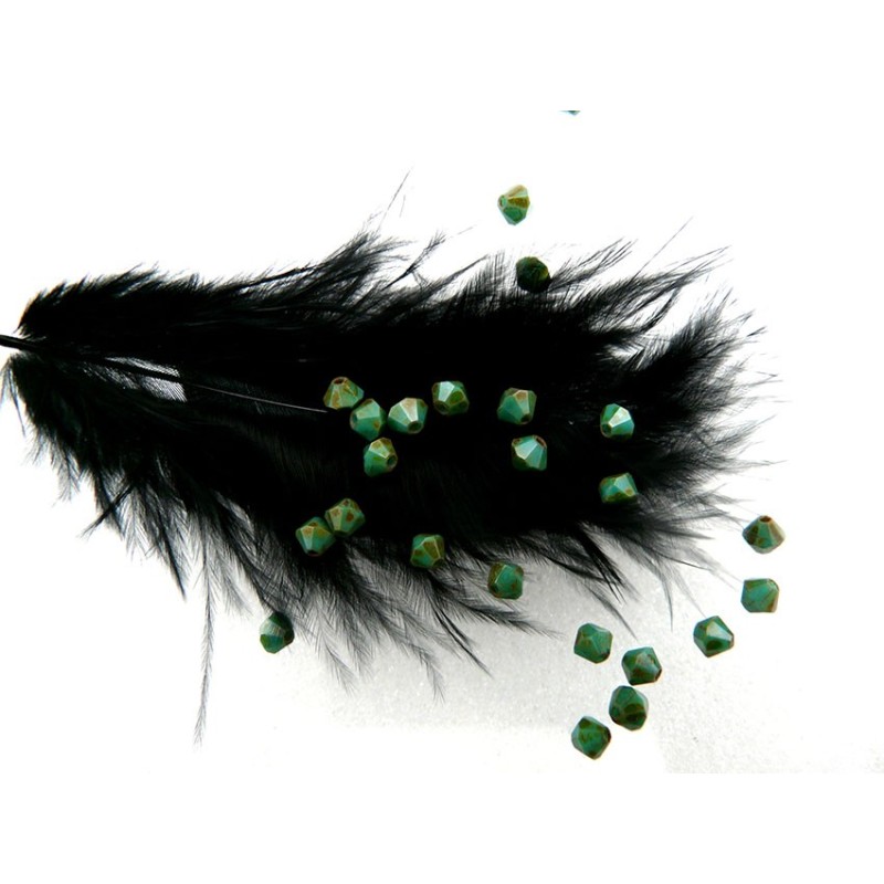 Toupies en cristal de Bohême 4mm VERT -  Turquise Green Travertin x 25