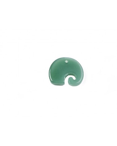 Pendentif éléphant 16x18mm verre imitation jade-Vert