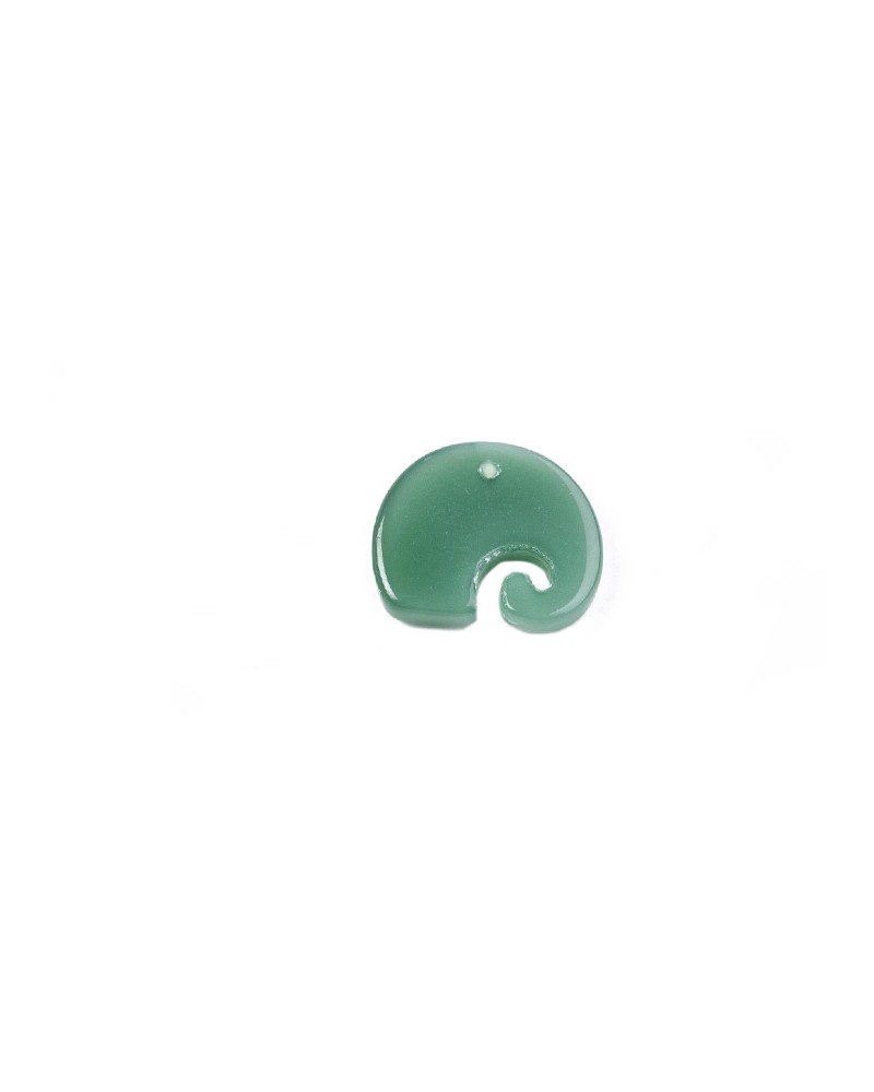 Pendentif éléphant 16x18mm verre imitation jade-Vert