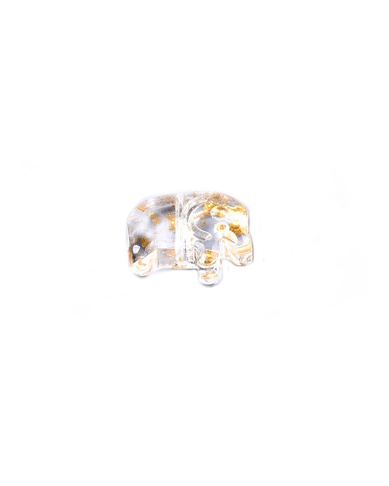 Perle éléphant 10x13mm en verre pailleté or