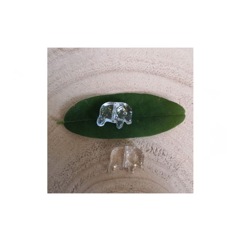 Perle éléphant 10x13mm en verre pailleté or x1