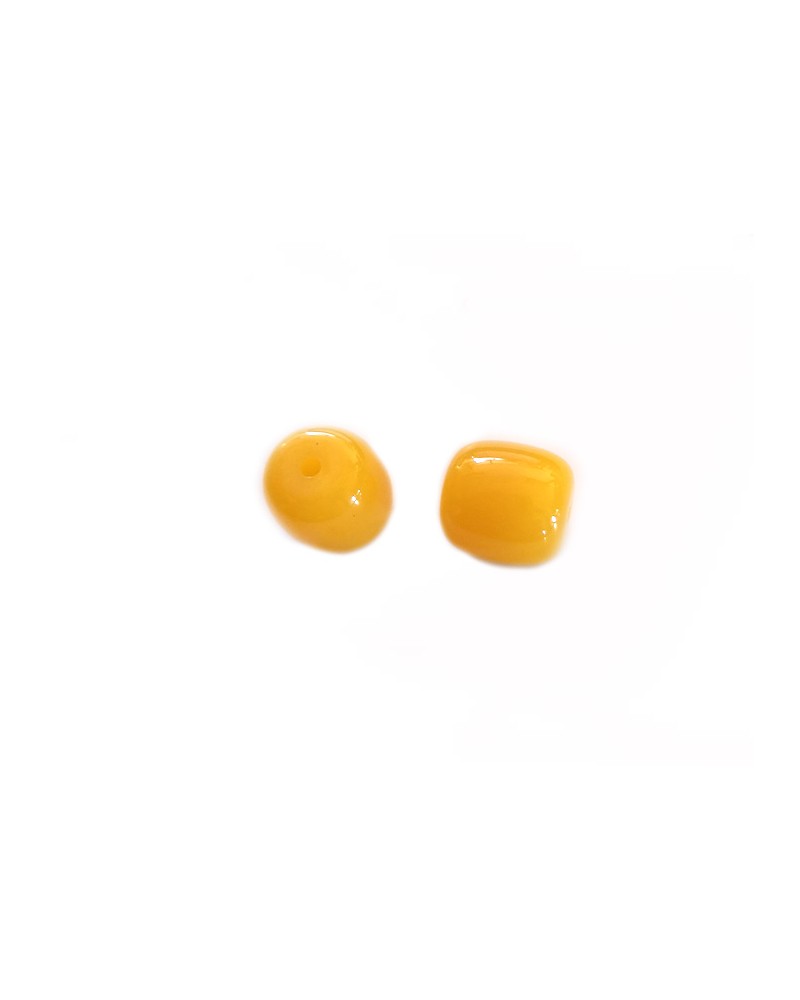 Perle en résine 12mm tambour imitation ambre- jaune