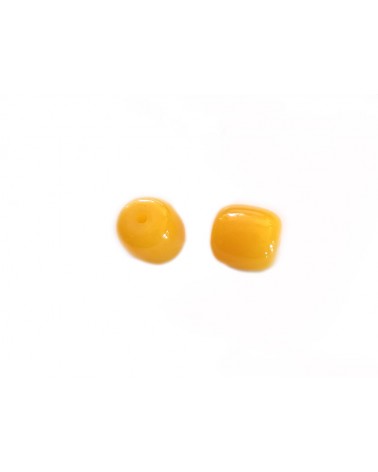 Perle en résine 12mm tambour imitation ambre- jaune