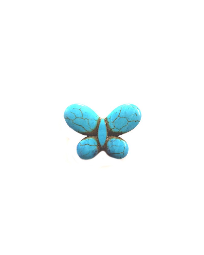 Perle papillon imitation howlite 35x24mm turquoise