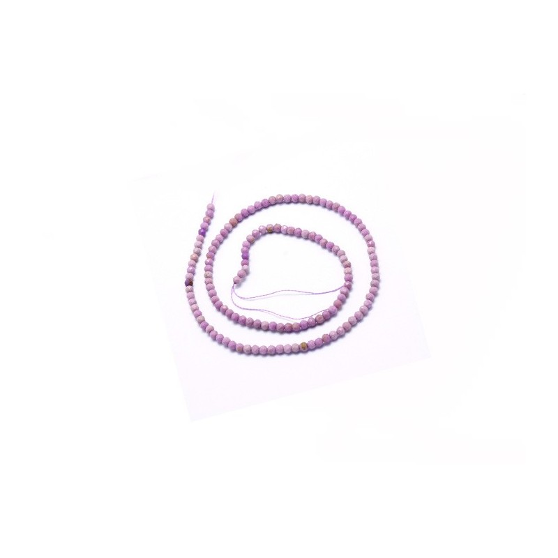 Perles en Lépidolite naturelle 3mm à facettes-violet x20