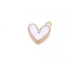 Breloque coeur 14x13mm émaillé blanc doré