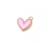 Breloque coeur 14x13mm émaillé rose doré