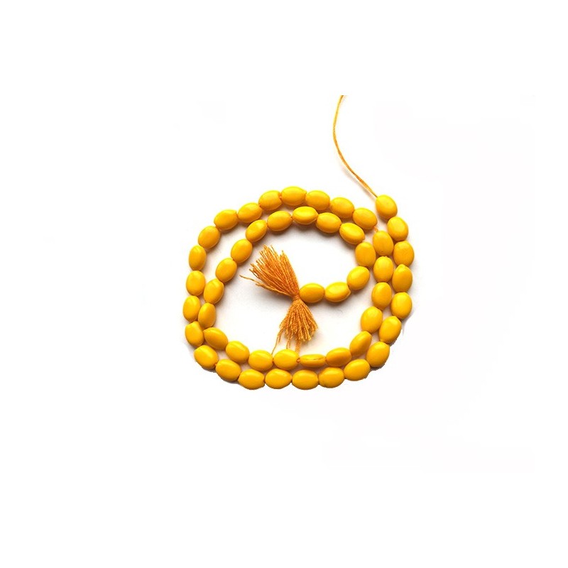 Perles indiennes en verre 7x5mm jaune