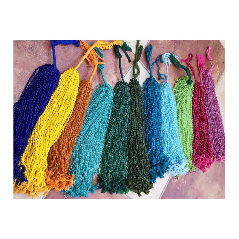 perles indiennes en verre ovales plates