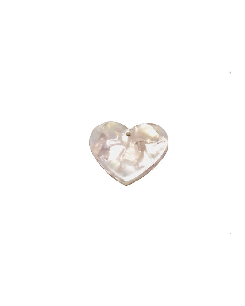 Pendentif cœur 18x15mm en acétate nacré rosaline