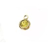 Breloque ronde 8x6mm-Acier inoxydable doré-strass jaune