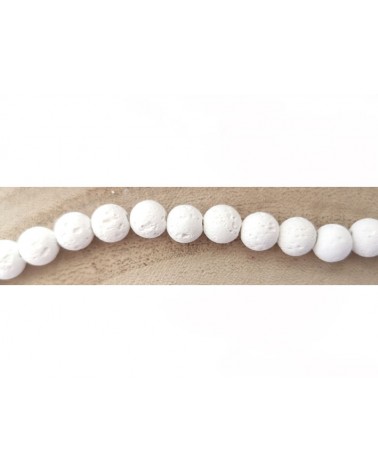 Perles 8mm en pierre de lave teintée blanc