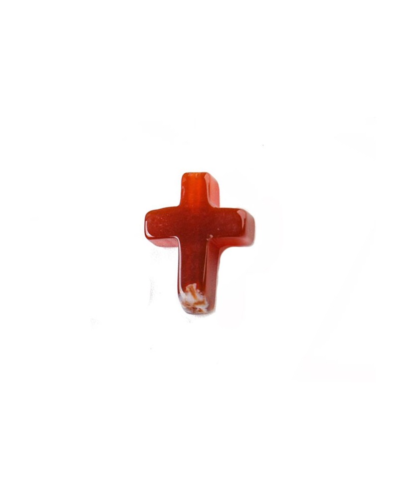 Pendentif croix 16x12mm en cornaline rouge