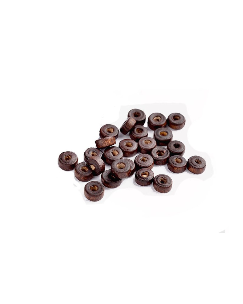 Perles heishi 6x3mm en bois d'érable teinté brun